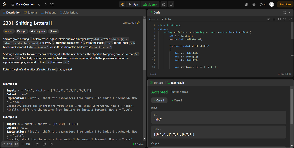 arav_mahind's tweet image. #Day25 of #30daysProductivityChallenge     
   
-- 📍Solved array and linked list related questions        
-- 💻Leetcode 
      - 2381. Shifting Letters II
      - 141. Linked List Cycle