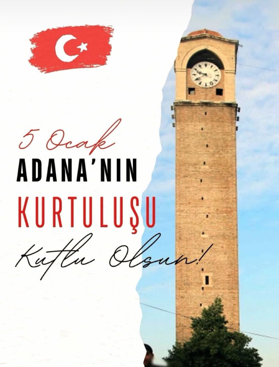 5 Ocak Adana’mızın düşman işgalinden kurtuluşunun 103. Yılı kutlu olsun. 🇹🇷

#5Ocak #5OcakAdana #Adana