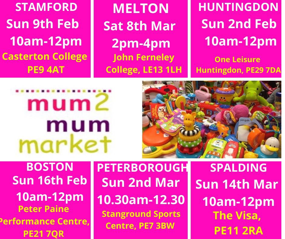 Have you booked your stall yet for 2025? mum2mummarket.co.uk/m2mmncambs.html

🔴HUNTINGDON - STAMFORD  - FULLY BOOKED 😔 

STALLS AVAILABLE AT 😊 👇🏼 

🟢BOSTON - Sun 16th Feb 

🟢PETERBOROUGH - Sun 2nd Mar 

🟢MELTON  - Sat 8th Mar - 

🟢SPALDING - Sun 14th Mar -

amyo@mum2mummarket.co.uk