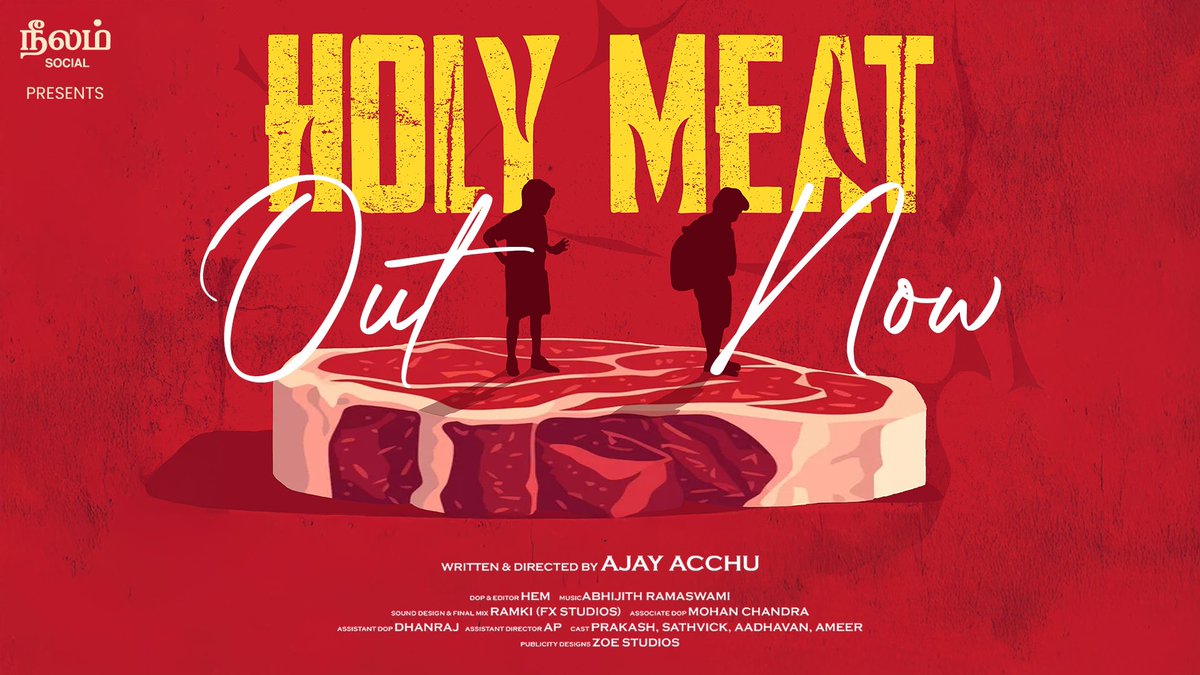 NeelamSocial's tweet image. Out Now Holy Meat - Tamil Short Film

Get ready to savour the meat!

A film by #ajayacchuu 

Produced by R. Malarvizhi 

youtu.be/4vJQhfhwFK4

@beemji 

#holymeat #shortfilm #tamilshortfilms2014  #NeelamSocial