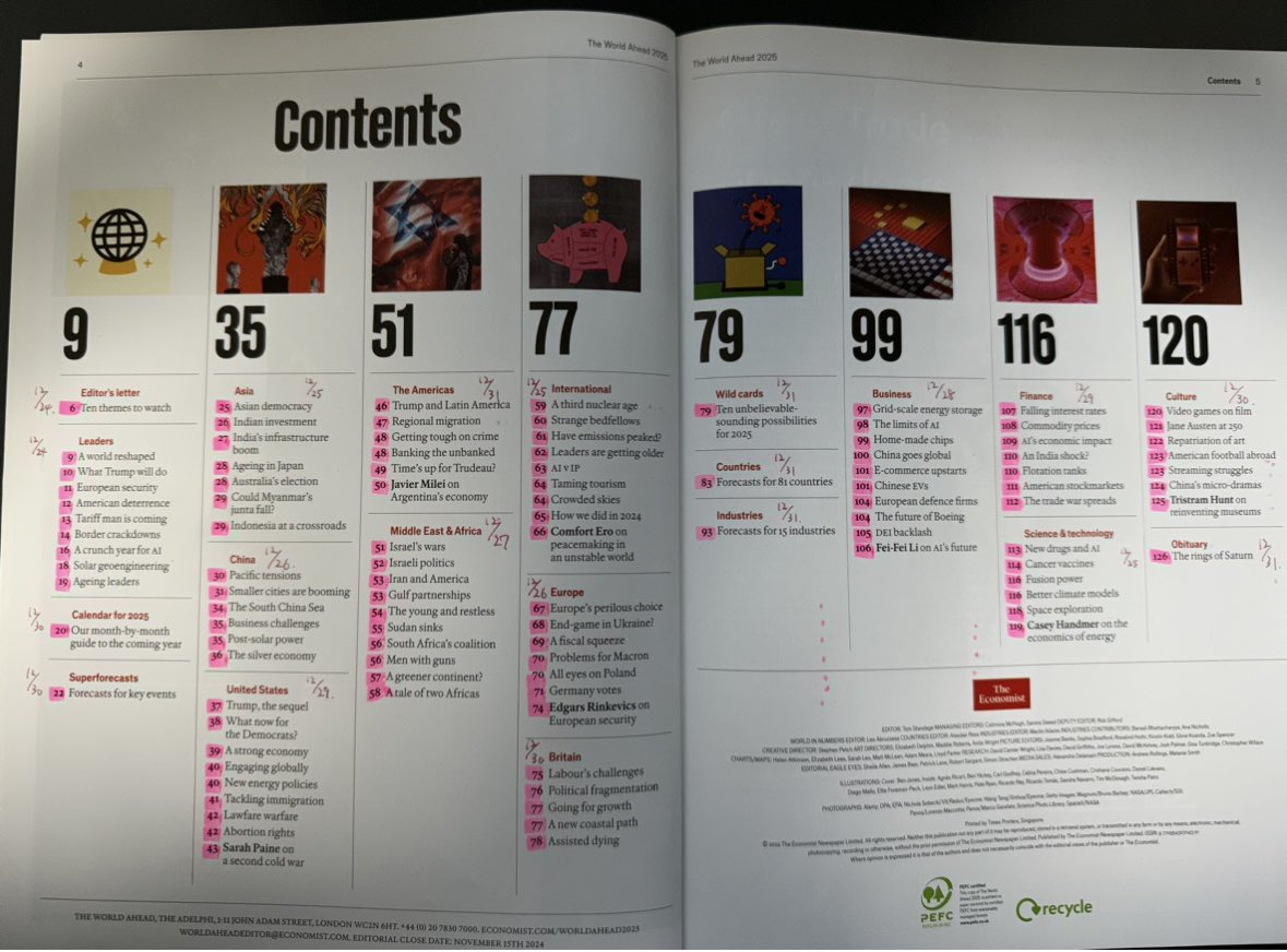 Economistの「the world ahead 2025」を読んでいる方を見ると、同志を