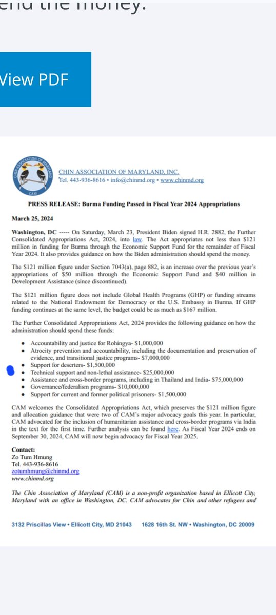US Govt has allocated $ 121 million for Mynamar for 2024, which includes $ 75 million for cross-border programs, including India &amp; Thailand. How much will come to India, especially to militants in  Manipur &amp; Mizoram, is not known. Huge - 
considering Israel got only 22 million.
