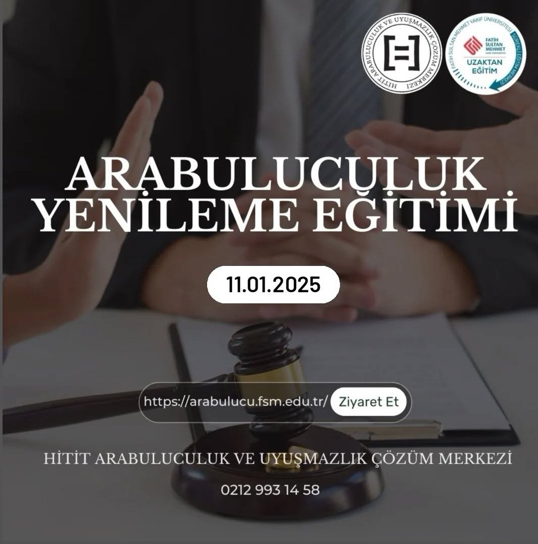 Yenileme eğitimimize kayıt olmak için tıklayınız...
arabulucu.fsm.edu.tr/uzman-arabuluc…