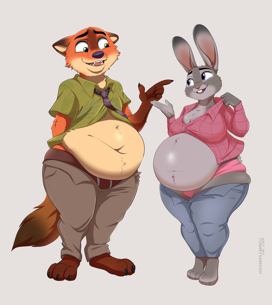 COMMISSION OPEN!!!
Chubby Bunny &amp; Fat Fox
#furry #Zootopia #Nickwilde #JudyHopps 
#tommysamash #fanart