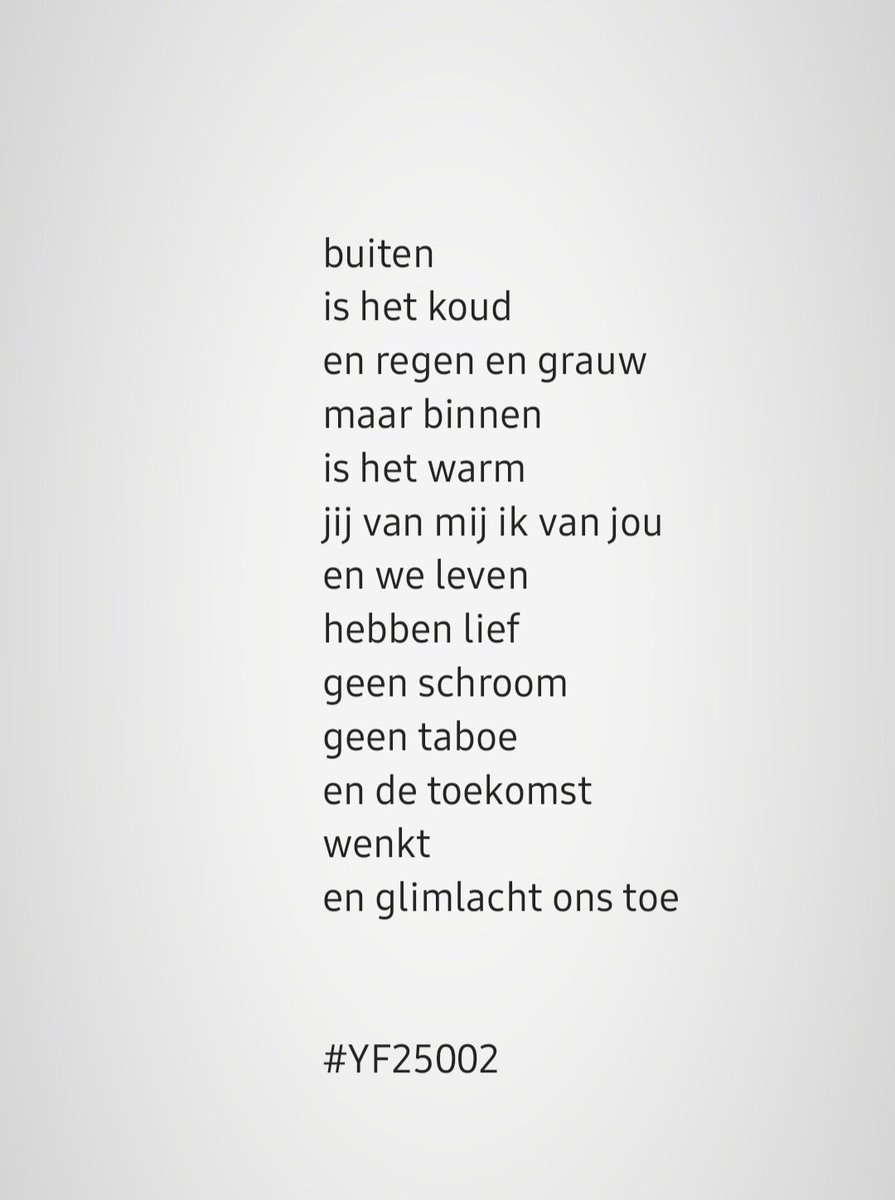 Over liefde. En regenachtige zondagen. En het leven. En de toekomst. ❤️ #versje #YF25002

#gedicht #gedichtje #gedichtjes #gedichten #leven #liefde #toekomst