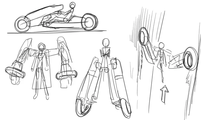 こういうのが欲しい バイクにもなってパワーアームになって柔軟な移動手段になる乗り物になってビルの壁の間を登れるメカになるとかそんな 金型流用で同じランナー2セットで作れるとかそんな 