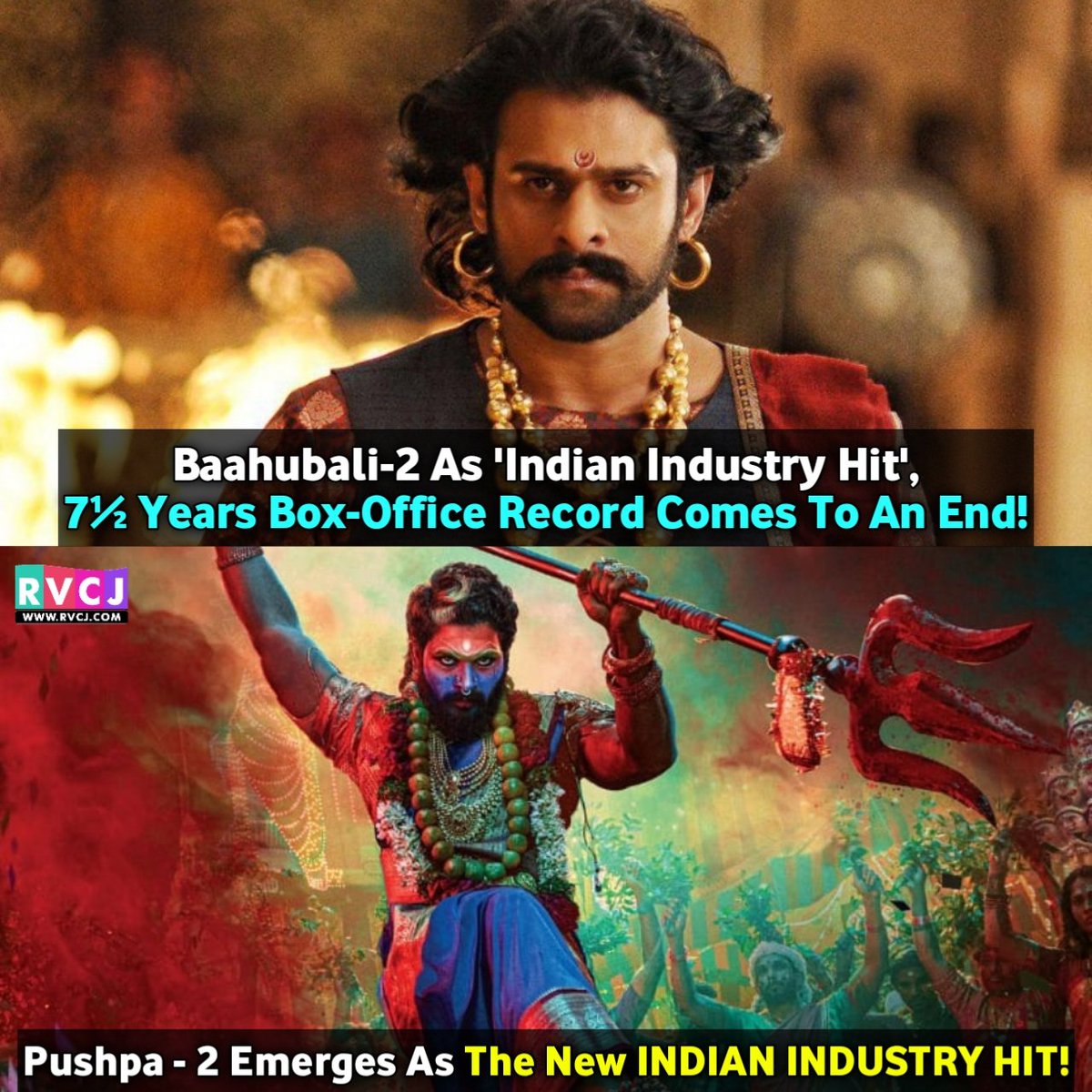 Pushpa 2 Creates HISTORY 💥 
NEW INDIAN INDUSTRY HIT 🔥
.
#AlluArjun #Baahubali2 #Pushpa2 #Pushpa2TheRule #RvcjTelugu