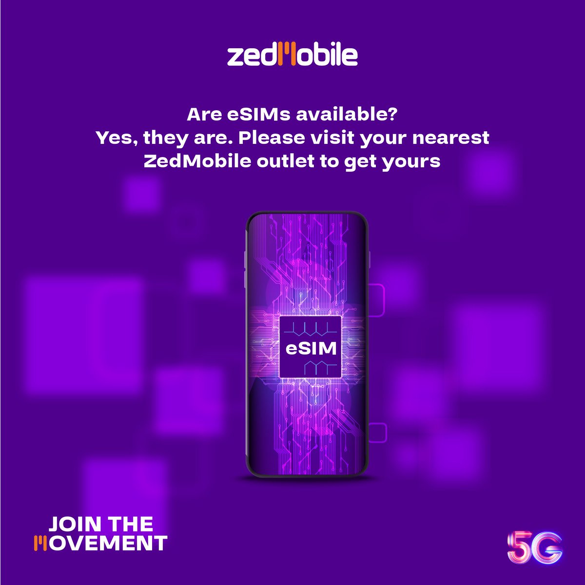 ZedMOfficial's tweet photo. Make the switch without the hassle of switching SIM cards. Reserve a number of your choice on the Zed-life app and visit the nearest Zed-mobile store and register your e-SIM!
#JointheMovement #Zedmobile #InspiredConnection https://t.co/nVwE0qdUFp