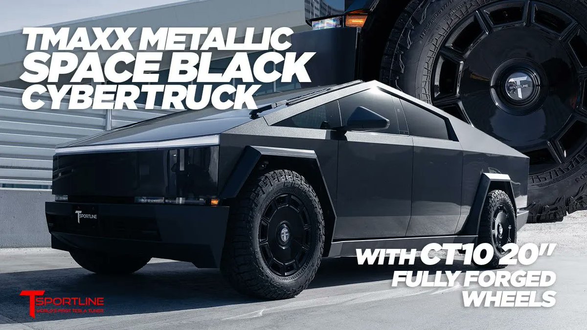 New #Cybertruck Blackout Sparkle Style! 🖤💎 Wrapped in <a href="/TMaxxUSA/">TMaxx USA</a> Metallic Space Black PPF &amp; 20" CT10 Wheels
#TMAXXUSA #PPF #Tesla 
youtu.be/MghFOVxwvoY