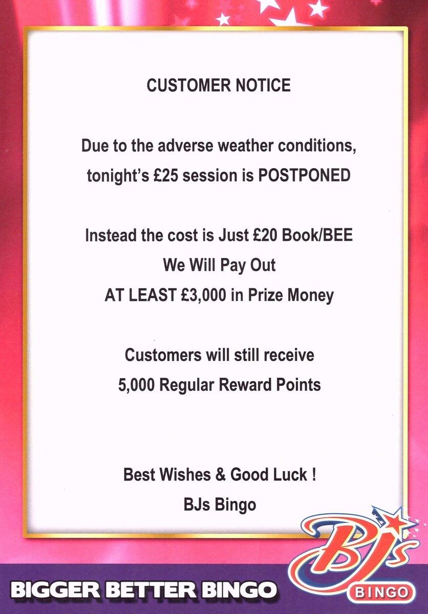 BjsBingoLeigh's tweet photo. With exciting games of bingo 🙋‍♀️ and slots 🎰 together with fantastic value food 🍔 and drinks 🍻 BJ’s, if you haven't BIN-GO! https://t.co/pWlhvyGj80