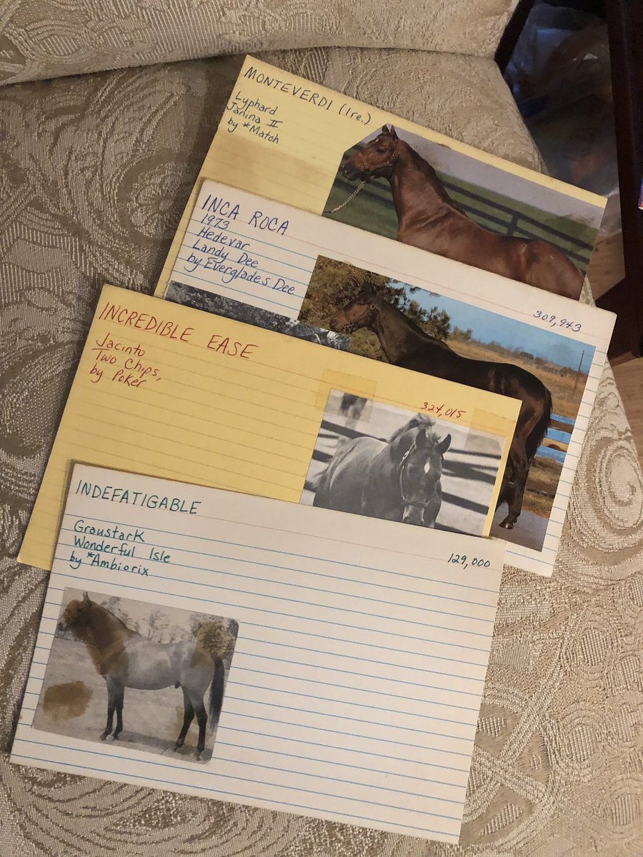 JackpotNick's tweet photo. Four stallions that were tossed to the trash receptacle today😢 although thinking of retrieving the Irish-bred….poor Indefatigable feeling the power of the glue… #rubbercement was not the way to go, unfortunately https://t.co/rTt42bektW