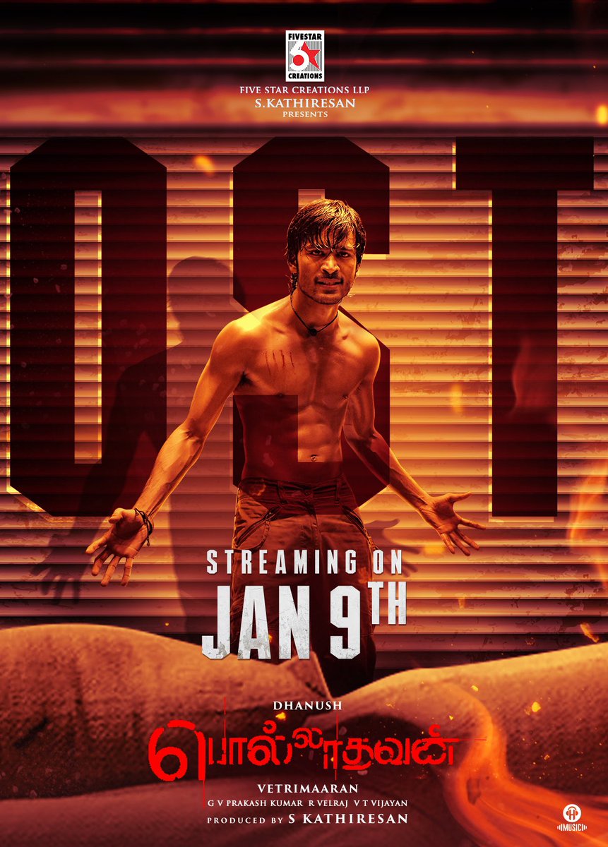Five Star Creations LLP (@5starcreationss) on Twitter photo Since Polladhavan’s release, your love towards the movie and the entire album has been immense. Now on the 9th of January the most awaited #PolladhavanOST is going to be out. Stay Tuned!
<a href="/dhanushkraja/">Dhanush</a> <a href="/gvprakash/">G.V.Prakash Kumar</a> #Vetrimaaran <a href="/kathiresan_offl/">S Kathiresan</a> <a href="/5starcreationss/">Five Star Creations LLP</a> <a href="/hmusicindia/">H Music</a> Since Polladhavan’s release, your love towards the movie and the entire album has been immense. Now on the 9th of January the most awaited #PolladhavanOST is going to be out. Stay Tuned!
<a href="/dhanushkraja/">Dhanush</a> <a href="/gvprakash/">G.V.Prakash Kumar</a> #Vetrimaaran <a href="/kathiresan_offl/">S Kathiresan</a> <a href="/5starcreationss/">Five Star Creations LLP</a> <a href="/hmusicindia/">H Music</a>