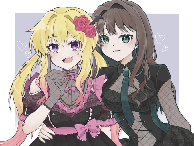 友達( )に描いた絵 若葉さんと網玉ちゃんのゴスロリ #金卓BANart