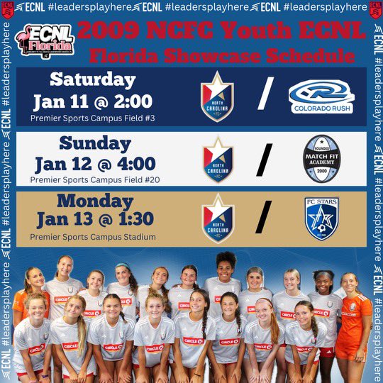 Florida showcase schedule!!! <a href="/NCFC_Youth/">NCFC Youth</a> <a href="/NCFC_ECNLGirls/">NCFC ECNL Girls</a> <a href="/ImYouthSoccer/">ECNL/GA/Recruiting/College Soccer</a> <a href="/ImCollegeSoccer/">College Soccer Truth ™</a> <a href="/PrepSoccer/">Prep Soccer ⚽️</a> <a href="/USYouthSoccer/">US Youth Soccer</a>