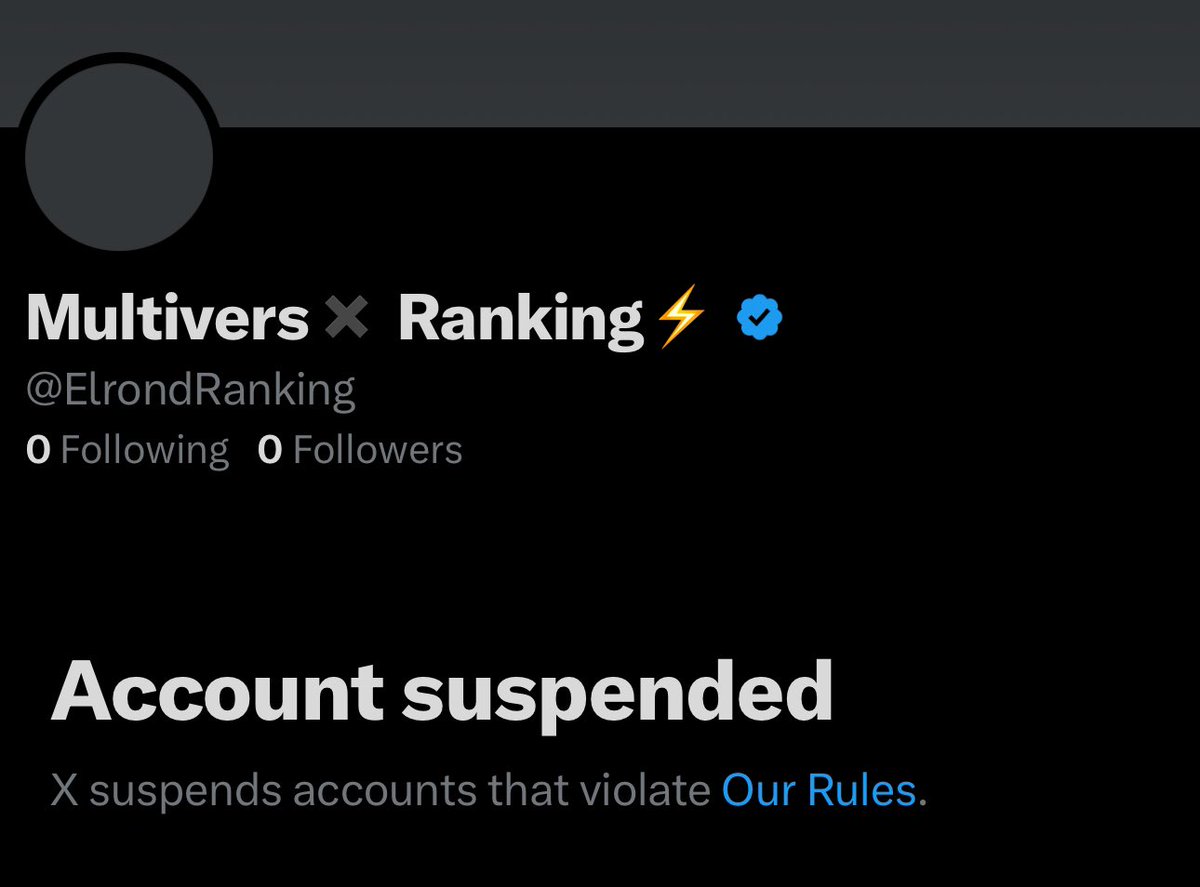 Hi Bronx family! 🐒🏙️

It seems that one of our friends has had his account suspended <a href="/ElrondRanking/">Multivers✖️ Ranking⚡</a> 😓😓

After the hard work he has been doing all this time, he deserves to be given a little support. 

<a href="/Support/">Support</a> @x

They should review who they suspend.