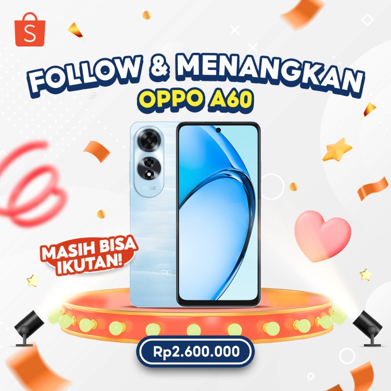 ShopeeID's tweet photo. ✨ GIVEAWAY OPPO A60 ✨

Kesempatan TERAKHIR buat dapetin OPPO A60, gratis! Mau?

Caranya:
- FOLLOW @ShopeeID
- RT tweet ini
- KLIK banner di bawah 
- REPLY kenapa mimin harus kirimin OPPO A60 buat kamu?

FIGHTINGGGG~