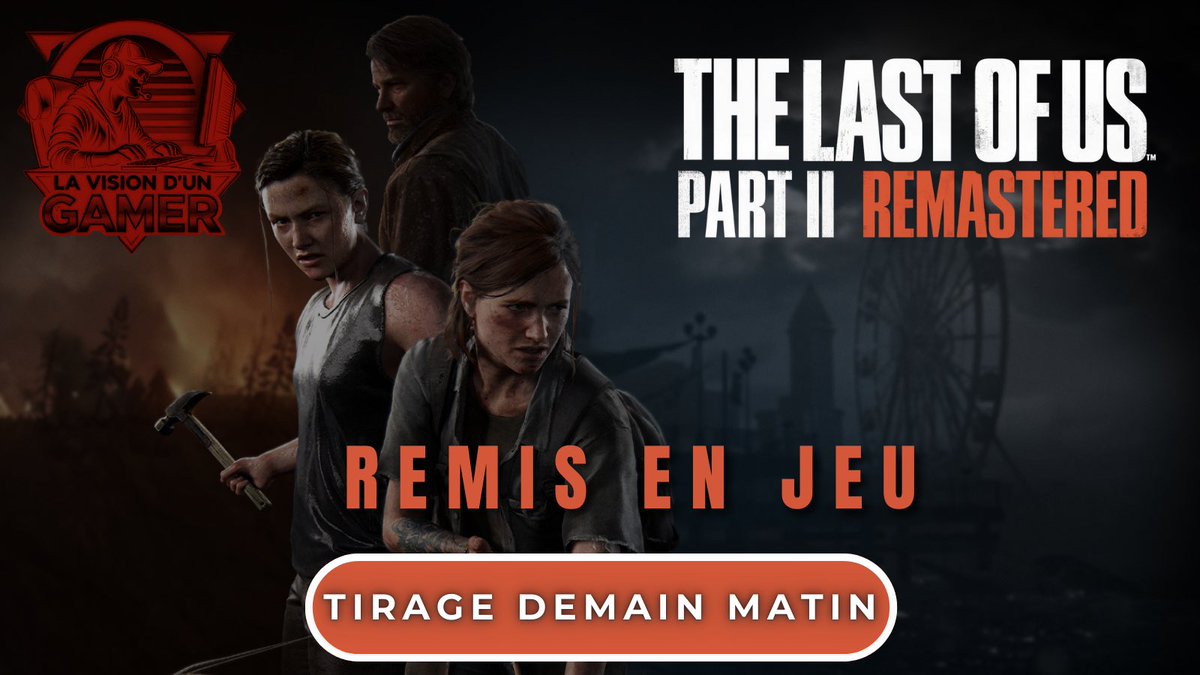 Mike - La Vision D’un Gamer 🎮 (@visiondungamer) on Twitter photo 🚨 The Last of Us Part II Remastered remis en jeu sur PS5 ! 🚨
SURPRISE ! Un petit jeu qui pop pour votre plus grand plaisir 🎮
Pour participer :
1️⃣ Suivre <a href="/visiondungamer/">Mike - La Vision D’un Gamer 🎮</a>
2️⃣ RT ce tweet
3️⃣ Taguez 2 amis et commentez avec le #CalendrierLVDG
4️⃣ (Bonus, pas obligatoire) 🚨 The Last of Us Part II Remastered remis en jeu sur PS5 ! 🚨
SURPRISE ! Un petit jeu qui pop pour votre plus grand plaisir 🎮
Pour participer :
1️⃣ Suivre <a href="/visiondungamer/">Mike - La Vision D’un Gamer 🎮</a>
2️⃣ RT ce tweet
3️⃣ Taguez 2 amis et commentez avec le #CalendrierLVDG
4️⃣ (Bonus, pas obligatoire)