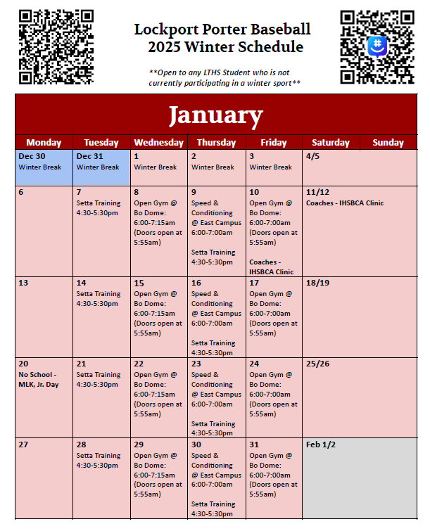 PorterBaseball's tweet photo. π¨ποΈ Winter Calendar ποΈπ¨
Attention prospective Porter Baseball players for the upcoming spring season! Please see our winter calendar for the remainder of the offseason. #PORTERPOWER https://t.co/Pog9Bjtby6