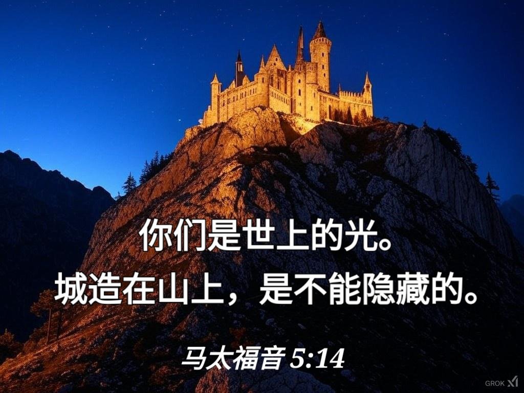 你们是世上的光。城造在山上，是不能隐藏的。(马太福音5:14) “You are