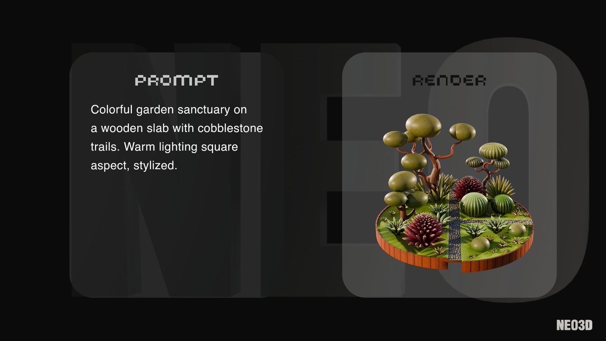 Neo3DAI's tweet photo. heres the prompts that were used for the display video.