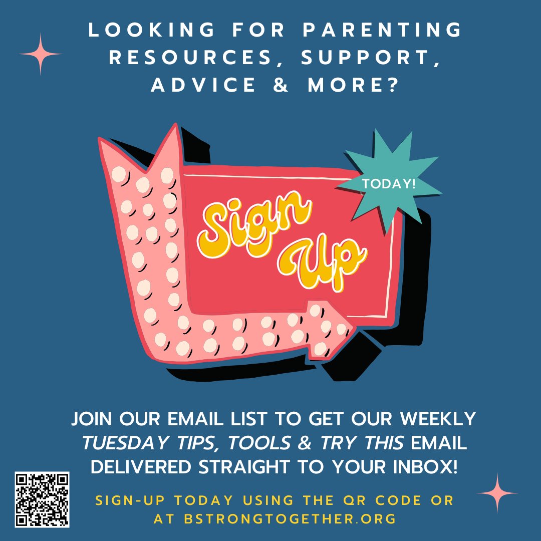 Are you looking for parenting ideas, resources &amp; support for raising healthy, happy children and youth from early childhood through high school &amp; beyond?

Sign-up to receive our weekly Tuesday Tips email straight to your inbox at bit.ly/3J6HFxO or bstrongtogether.org