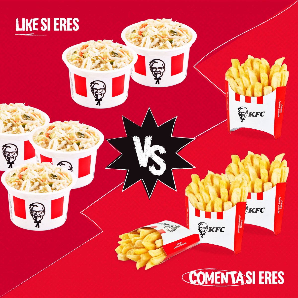 Sabemos que no es fácil decidir… pero si tuvieras que hacerlo, ¿Cuál es tu complemento favorito? 
❤️ si eres ColSlaw 🗯 si eres papas.