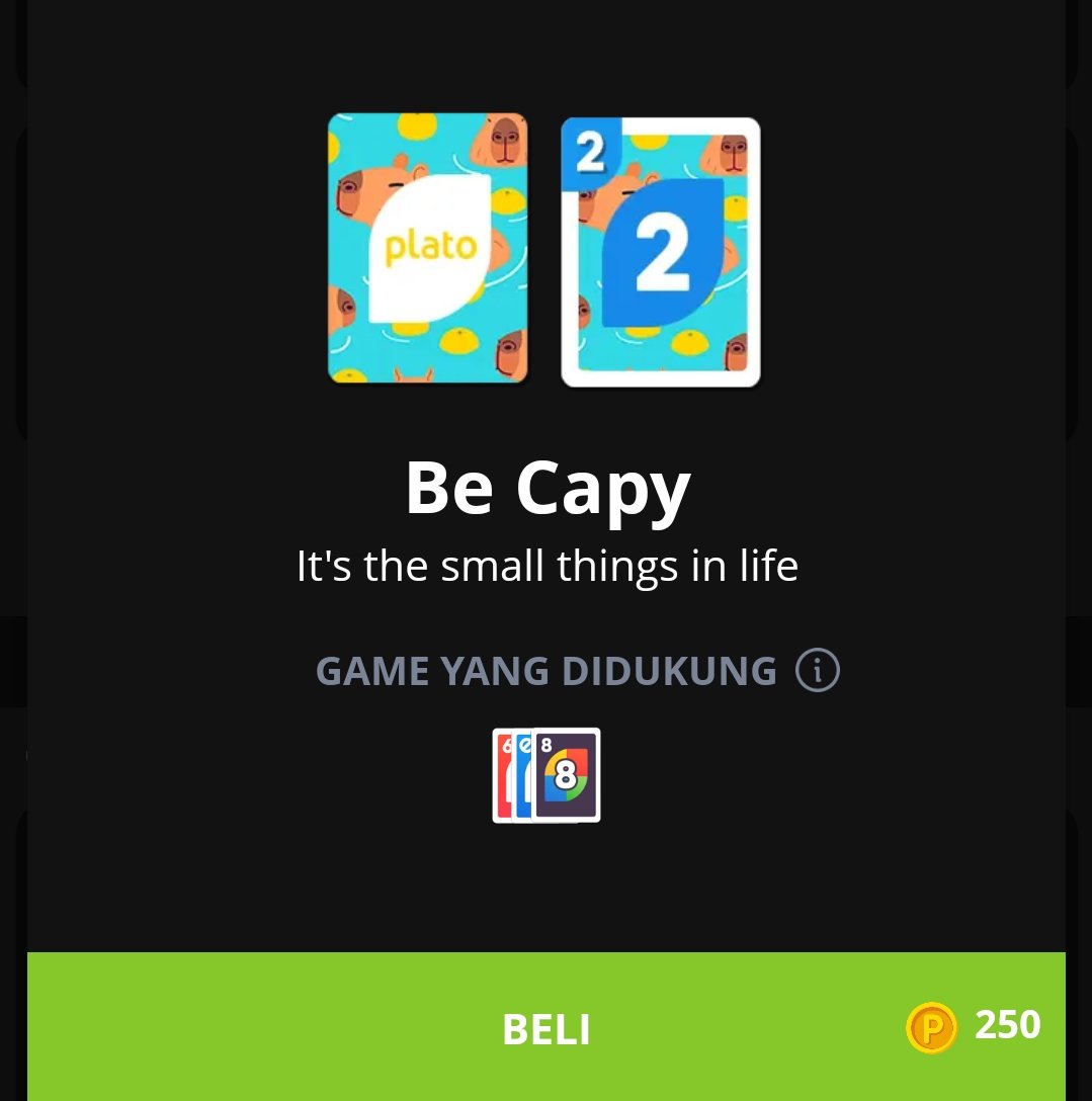 ㅤ ㅤ ㅤ

REPOST ini jika ingin mendapatkan item plato Be Capy card
ㅤ ㅤ ㅤ