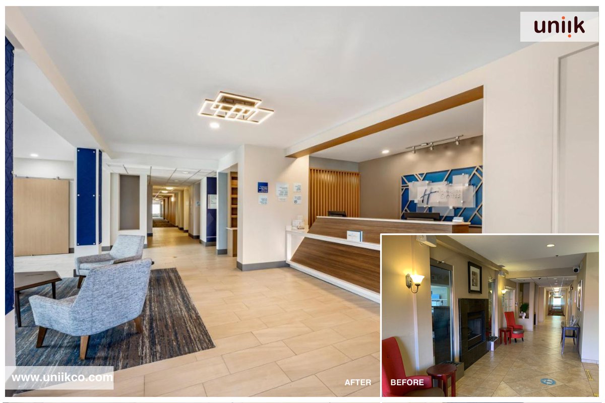 UniikCo's tweet image. An extensive remapping at the Holiday Inn Express in White House TN to open up the Lobby Area!

#uniik #interiordesign #hoteldesigns #hotelinterior #hospitalitydesign
#commercialinteriors #instainteriors #instahotel #IHG #hiexpress #whitehouse #tennessee