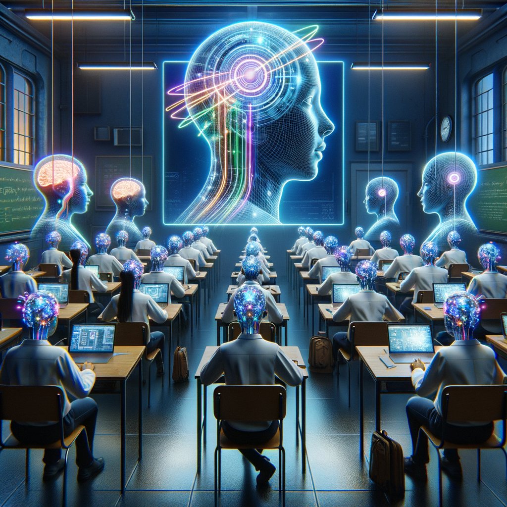 GPTstoryteller's tweet image. Neon minds sync, AI binds,  
In class, all wired, psyches inspired.  
#CyberLearn #PsycAI  
#NeonMinds 🤖 #GPTcyberpunk