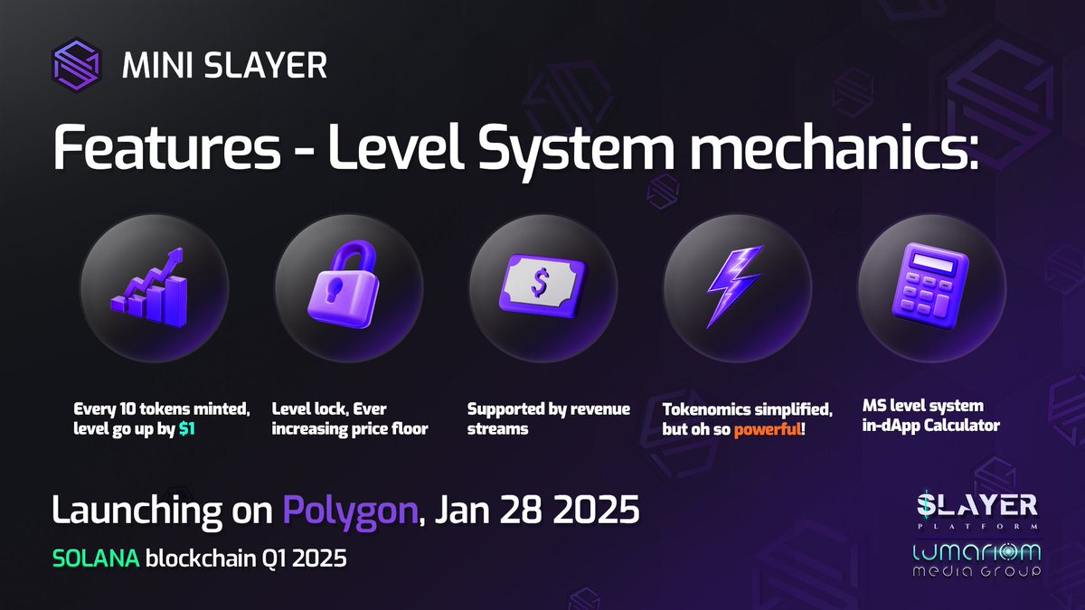 Get Ready for the most POWERFUL #memecoin ever made #MiniSlayer coming January 28th backed by <a href="/LumariomMG/">Lumariom Media Group</a>'s new USDV #Stablecoin 

Using a modified version of our in-house Slayer Mechanics!

#Polygon #Solana #memecoins #DeFi #Degens #DeFiNews #CryptoNews #memecoin1000x #Crypto