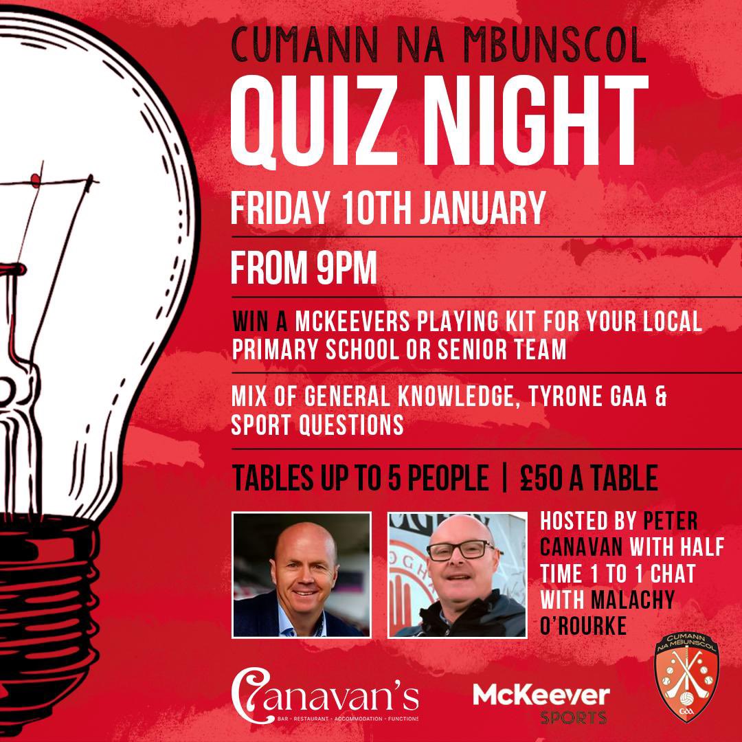 Want to win a brand new <a href="/McKeeverSports/">McKeever Sports</a> kit for either your club or local primary school. Check out the CnmB Tyrone quiz on this Friday night. Great prizes and should be a fun night out. Have you your team ready??
Check out the link below
forms.gle/hQYTjubeva6ZHH…