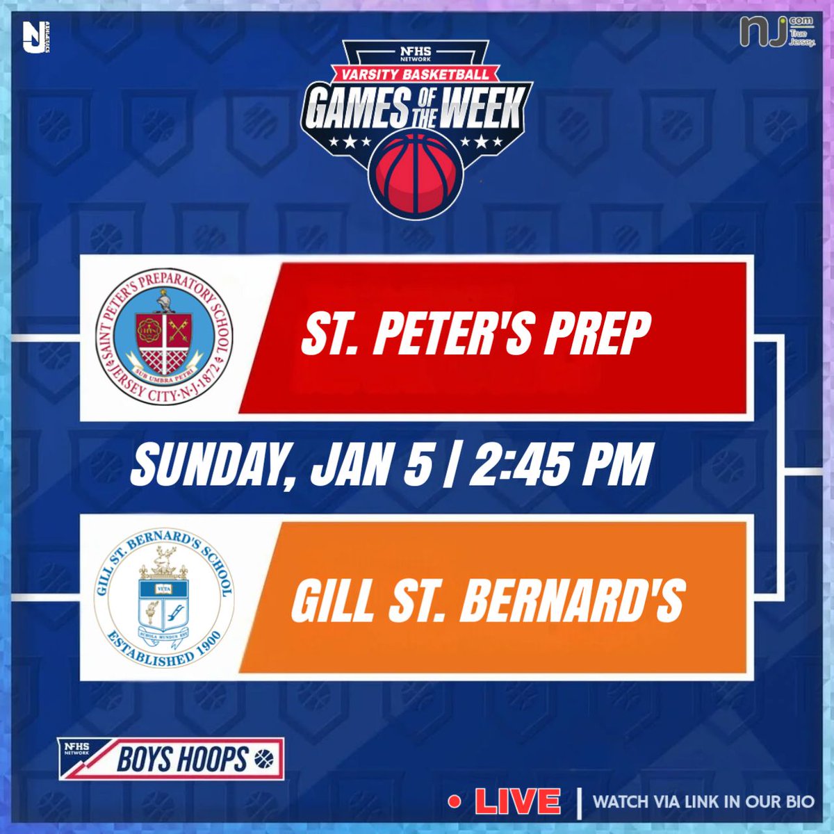 Maxpreps_net (@maxpreps_net) on Twitter photo ๐
ธ๐
๐
ด ๐
ผ๐
ฐ๏ธ๐๐
ฒ๐
ท
๐ Boys Basketball |ย Big Jersey Basketball Showcase II
๐ St. Peter's PrepVS Gill St. Bernard's
๐
Sun, Jan 5 โฐ 2:45 PM
๐ย hsplay.watchsportsz.com/basketball.phpโฆ
โจ Dont Forget to like,share & Follow โผ๏ธ
Lets go !!
#basketball #hoops #sports #highschool #stream #NewJersey ๐
ธ๐
๐
ด ๐
ผ๐
ฐ๏ธ๐๐
ฒ๐
ท
๐ Boys Basketball |ย Big Jersey Basketball Showcase II
๐ St. Peter's PrepVS Gill St. Bernard's
๐
Sun, Jan 5 โฐ 2:45 PM
๐ย hsplay.watchsportsz.com/basketball.phpโฆ
โจ Dont Forget to like,share & Follow โผ๏ธ
Lets go !!
#basketball #hoops #sports #highschool #stream #NewJersey