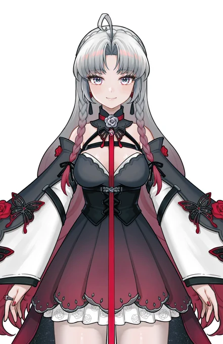 珂莱塔ㅣ推しに着せたい衣装をデザインしました!スキルが発動される時に黒い蝶々と赤いバラの花びらが舞い踊ると良いな!#鳴潮 #WutheringWaves #Carlotta 
