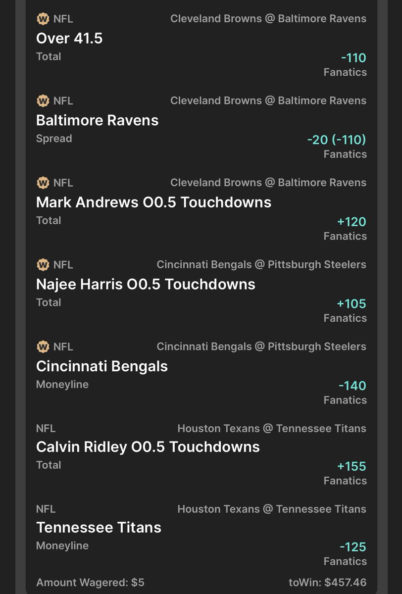 A Calvin Ridley + Titans W away from turning this $5 holler into $457 🙏💰🫡 BOL <a href="/chaddydaddy423/">chad</a> ‼️