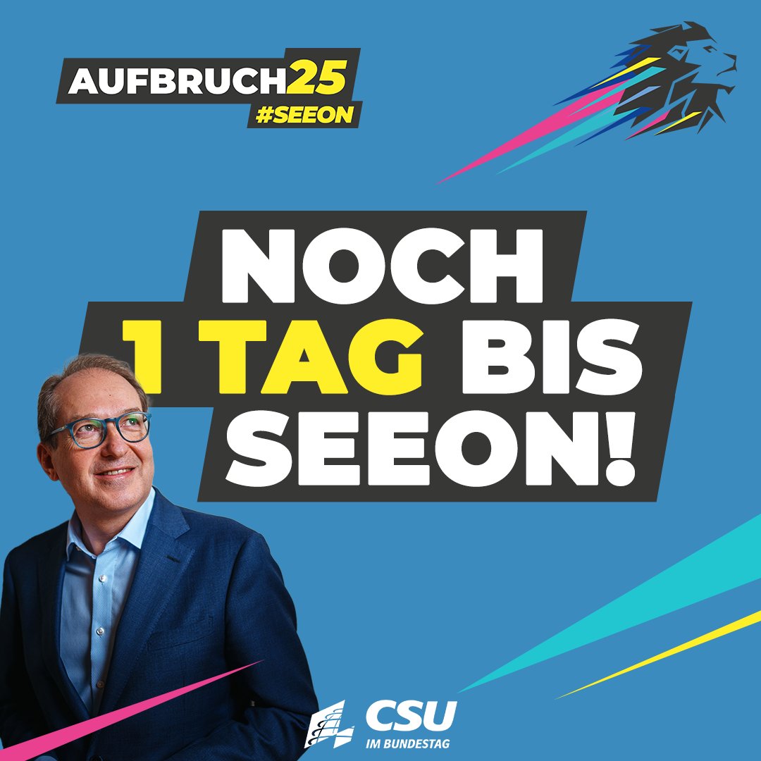 CSU im Bundestag (@csu_bt) on Twitter photo Der bayerische Löwe ist auf dem Weg!🦁 Nur noch 1⃣ Tag bis zur Winterklausur der <a href="/csu_bt/">CSU im Bundestag</a> in #SEEON! Das politische Jahr 2025 kann beginnen – mit voller Kraft für den #Politikwechsel. Zeit, dass sich was ändert! Der bayerische Löwe ist auf dem Weg!🦁 Nur noch 1⃣ Tag bis zur Winterklausur der <a href="/csu_bt/">CSU im Bundestag</a> in #SEEON! Das politische Jahr 2025 kann beginnen – mit voller Kraft für den #Politikwechsel. Zeit, dass sich was ändert!