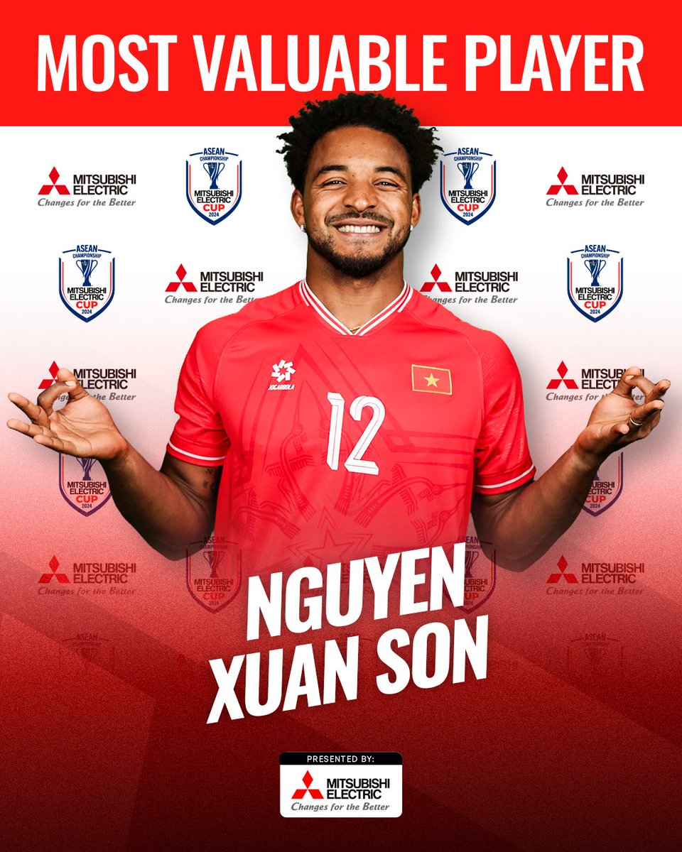 aseanutdfc's tweet photo. After an absolutely electrifying tournament, Nguyen Xuan Son claims MVP honours! 🏅

#MitsubishiElectricCup
#ASEANUtdFC https://t.co/RHJydgBY5c