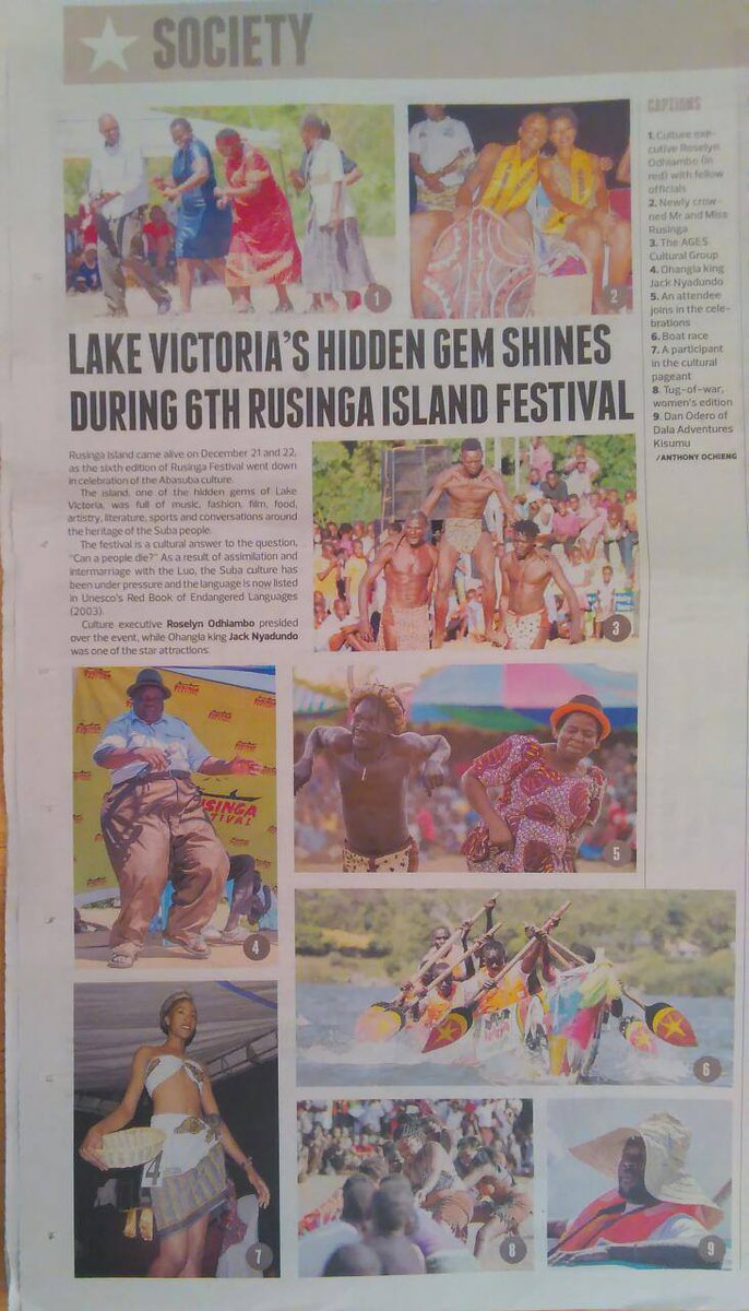 RusingaFestival's tweet photo. Today in History: Seven years ago today, the #RusingaFestival received pictorial coverage in @thestarkenya! #RusingaFestThrowback https://t.co/8InFOpbzVm