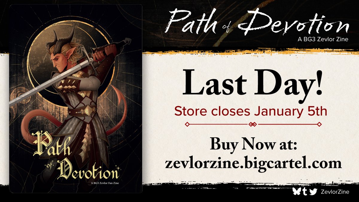 Today is your last day to buy from our store before it closes tonight at midnight est!
Buy now at: zevlorzine.bigcartel.com!
