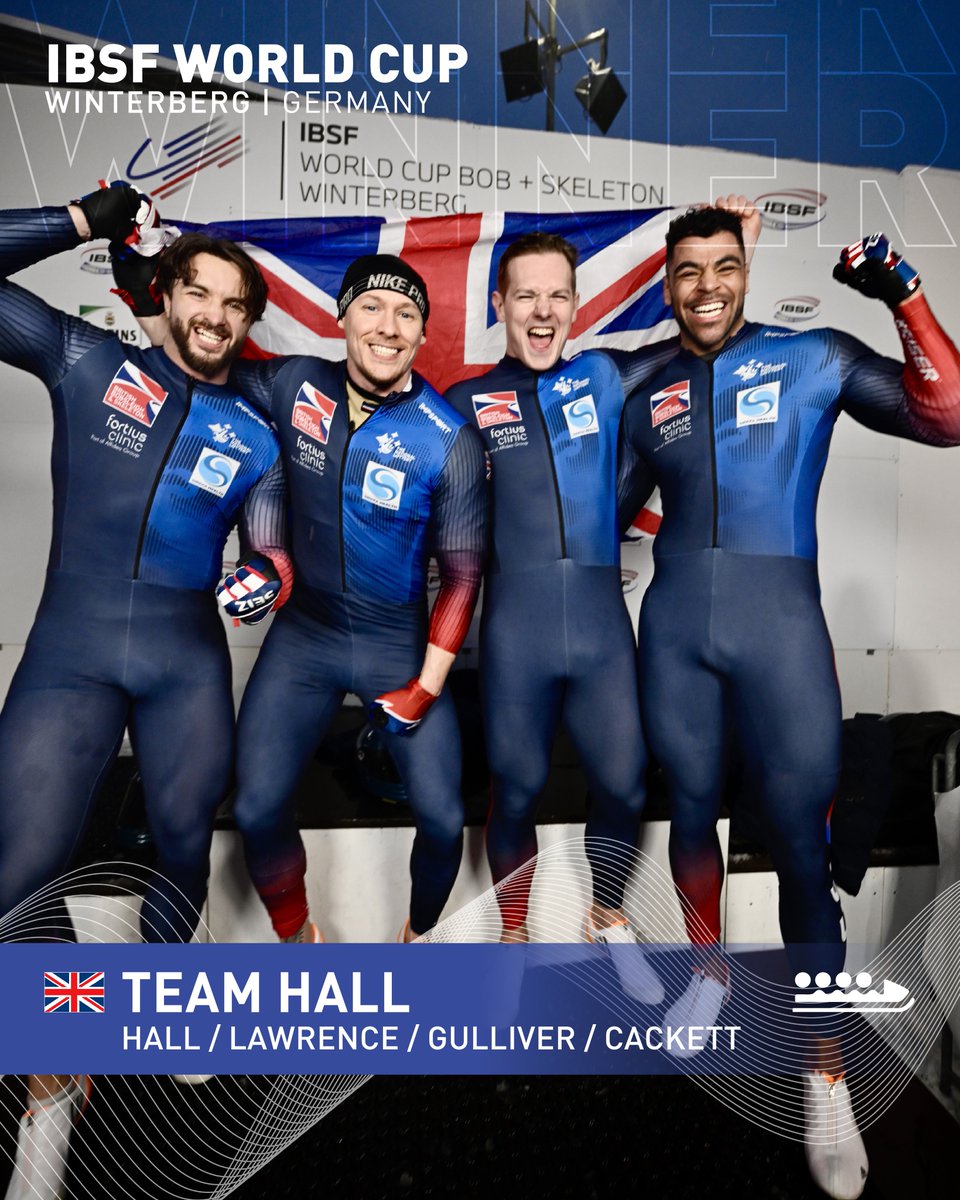 Team Hall / Lawrence / Gulliver / Cackett 🇬🇧 take their first IBSF World Cup WIN of the season! 🥇✨

#IBSF #WorldCup #winners