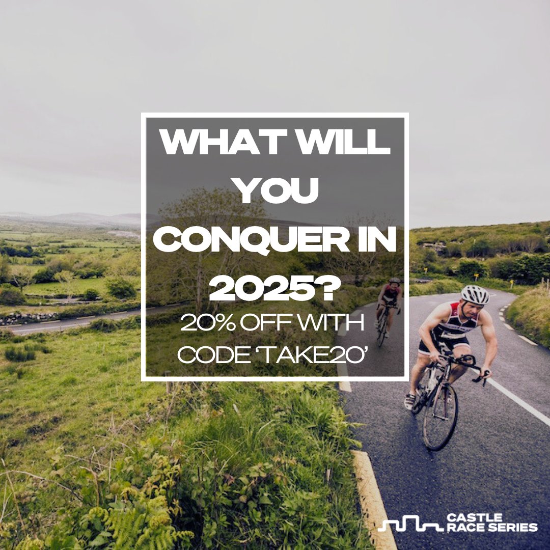 🌟Lock in your 2025 race goal today! 

💥What will you choose to conquer at the Castle in May? 

🎁Use the code Take20 to secure 20% discount on your race entry across swim, bike or run!