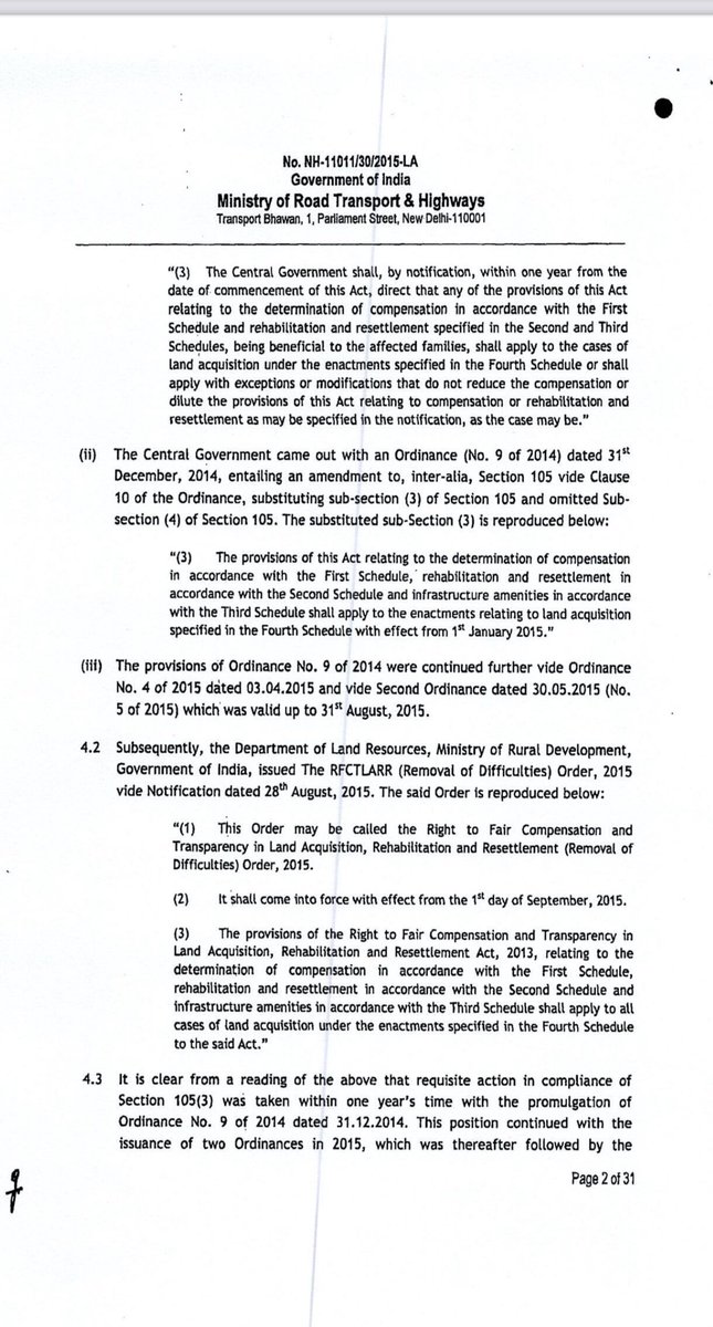 HemantSirohi1's tweet photo. @nitin_gadkari @OfficeOfNG Ji, under the amendment:
“Provisions of this Act for compensation (1st Schedule), rehabilitation (2nd Schedule), & amenities (3rd Schedule) apply to enactments in the 4th Schedule from 1st Jan 2015.”

@MeerutRail (Enactment 6) complies, @NHAI_Official (Enactment 7) does NOT.
If @DmMeerut can announce schemes for RRTS Corridor under RFCTLARR Act, 2013, as confirmed by @AmitGhoshIAS (4.2), why hasn’t @MORTHIndia done the same for #NHAI acquisitions since 2015?

@MORTHIndia under your leadership has deprived displaced families of legitimate rights. Where is accountability?

Good governance isn’t mere rhetoric—it demands action.

Also, @santosh_nhai has misled courts in NH-709A. The DPR included ₹5.02 Cr for R&R. Where has this amount gone? Legitimate answers awaited!
2/2

@PTI_News @CNBCTV18Live @BBCWorld @BBCBreaking @DeccanHerald 

@rashtrapatibhvn  
@VPIndia  @PMOIndia   
@AmitShah 
@HMOIndia @AmitShahOffice 
@nsitharaman 
@FinMinIndia
@cabsect_india  @LokSabhaSectt @Rajyasabhasectt  @MLJ_GoI @GC_Murmu @JPNadda @BSYBJP @sarbanandsonwal @drlaxmanbjp @ILalpura @drsudhayadavBJP @BJP_DrJatiya @blsanthosh @BJP4India @ncbn
@NitishKumar
@mieknathshinde
@iChiragPaswan
@H_D_Devegowda
@jayantrld
@PawanKalyan
@ajitpawarspeaks
@AnupriyaSPatel
@SudeshMahtoAJSU
@santoshmanjhi
@himantabiswa
@Prafull84564989

#ModiKiGaurantee 
#ModiAgainstCorruption
#DelhiElection2025 #DelhiAssemblyElections