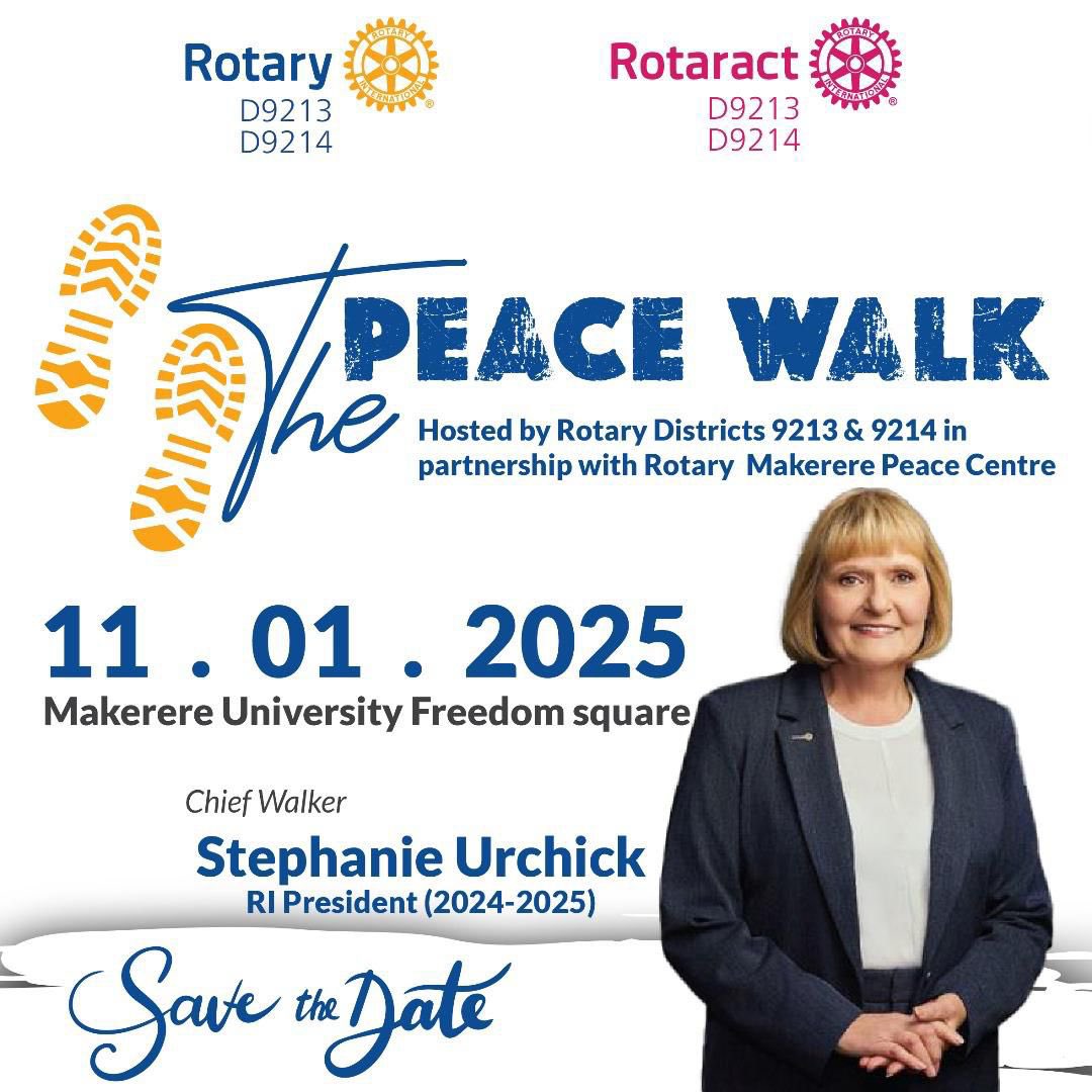 rcaction101's tweet photo. We shall be joining fellow Rotarians,Rotaractors,Friends, Families and advocates of peace to walk for #peace this coming Saturday at @Makerere .
Together we stand for peace.🕊️
#RIPresidentVisitsUG
#PeaceWalk2025
#11thJanuary
#FamilyFriendly
#FunAndFREE
#DressCodeWhite https://t.co/EI8N9K11mX