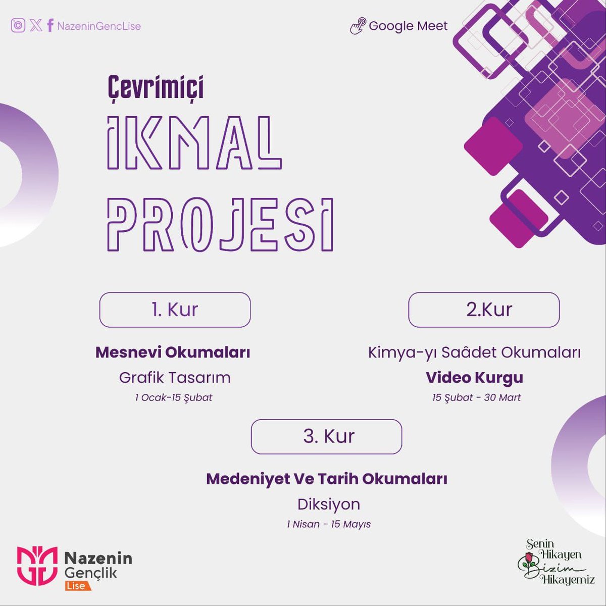 nazeningenclise's tweet photo. Kıymetli Gençler!
Her yerde olmaktan ziyade
Olduğumuz yeri güzelleştirmek ve eksiklerimizi tamamlamaya gayret etmek için
İkmal projesinde buluşuyoruz. 💫
Detaylar ve başvuru için tıklayın.
⤵️
https://t.co/wZABmOzUHW
#nazeninlise
#ikmal
#SeninHikayen
#BizimHikayemiz https://t.co/OFFYYDcbyH