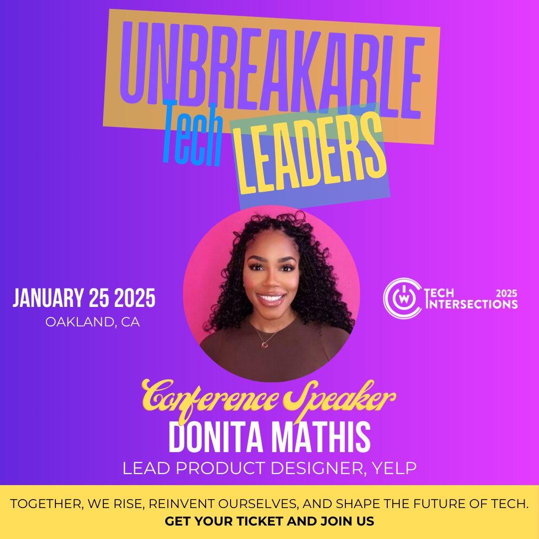 tech_intersect's tweet image. Unleash the power of AI in design with Donita Mathis. Learn how to streamline workflows, solve problems, and push creative boundaries with AI tools. Ready to innovate?
🗓️ Jan 25 | #MillsCollege #Oakland
🎟️ Tickets: bit.ly/2025techinters…
#TechIntersections #WOCinTech
