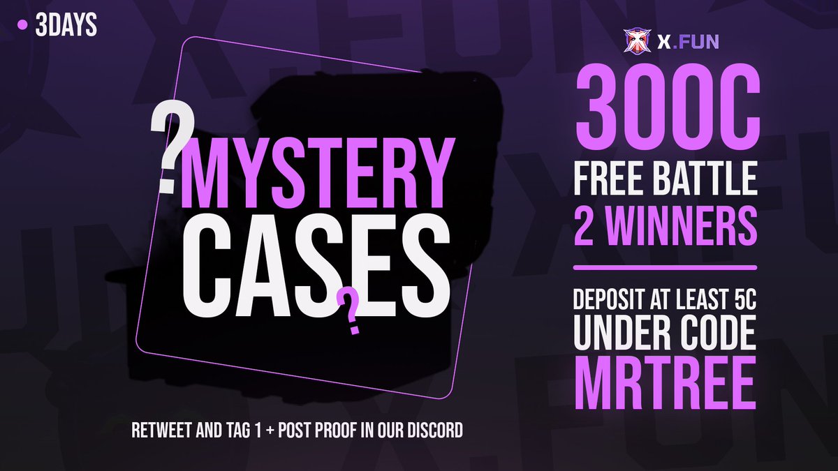 MrTreeGambling's tweet image. 🔥300c FREE BATTLE EVERY 3 DAYS GIVEAWAY ON @xdotfun🔥

💰2 Winners

👉Just deposit at least 5coins under code &apos;MRTREE&apos; on XFUN: x.fun/r/mrtree
👉Post proof on #xfun-proof in our discord: discord.gg/mrtree &amp;amp; Retweet

💰Combine with our HUGE LEADERBOARD!…