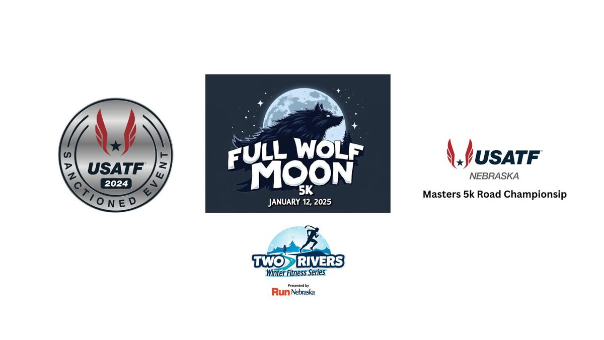 usatfnebraska's tweet photo. We hope everyone is staying warm  and getting excited for the Full Wolf Moon 5k and Nebraska Masters 5k Championship, next Sunday! This is the 2nd race in our Winter Fitness Series at Two Rivers State Park. The event takes place on our USATF certified and sanctioned, pancake flat course. If you looking for a PR, you will want to signed up today at https://t.co/FCqmkBfNNN

Kids under 18 can use promo code: usatf2024 for 25% off!

#usatfnebraska #nebraskamasters #usatfmasters #runnebraska