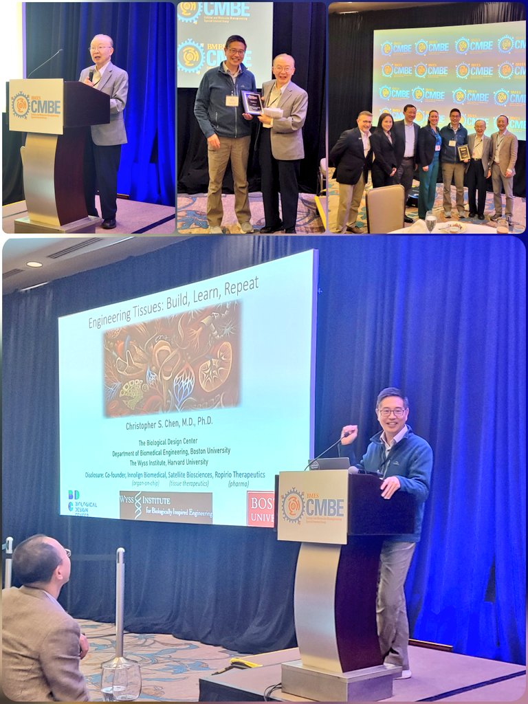 Congrats to Dr. Chris Chen for the Shu Chien Achievement Award at #cmbe2025 introduced by none others than the incommensurable Dr. Shu Chien himself! <a href="/wyssinstitute/">Wyss Institute</a> <a href="/BostonU_BME/">Boston University Biomedical Engineering</a> <a href="/BUCollegeofENG/">BU Engineering</a> <a href="/ucsdbe/">UC San Diego Bioengineering</a>