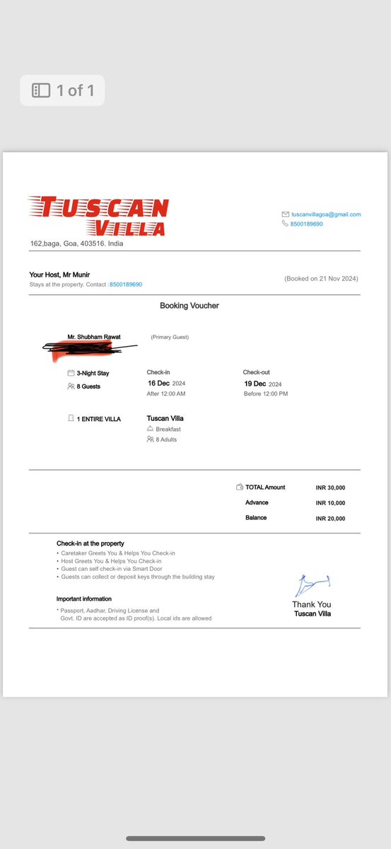 harshdabas23's tweet photo. #GoaTourism scam! @makemytripcare listed ‘Tuscon Villa’ without verification. We got a ₹10,000 scam after the owner insisted on direct booking for a discount post booking from MMT@Rs 0. The property didn’t exist, phone was off, and it’s now delisted from MMT https://t.co/3nU6SsWXlu