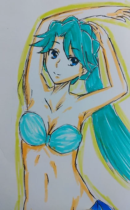 #ゴープリ10周年なので海藤みなみさん3733枚描いてお祝い(32/33)深夜の水着ラクガキ。 