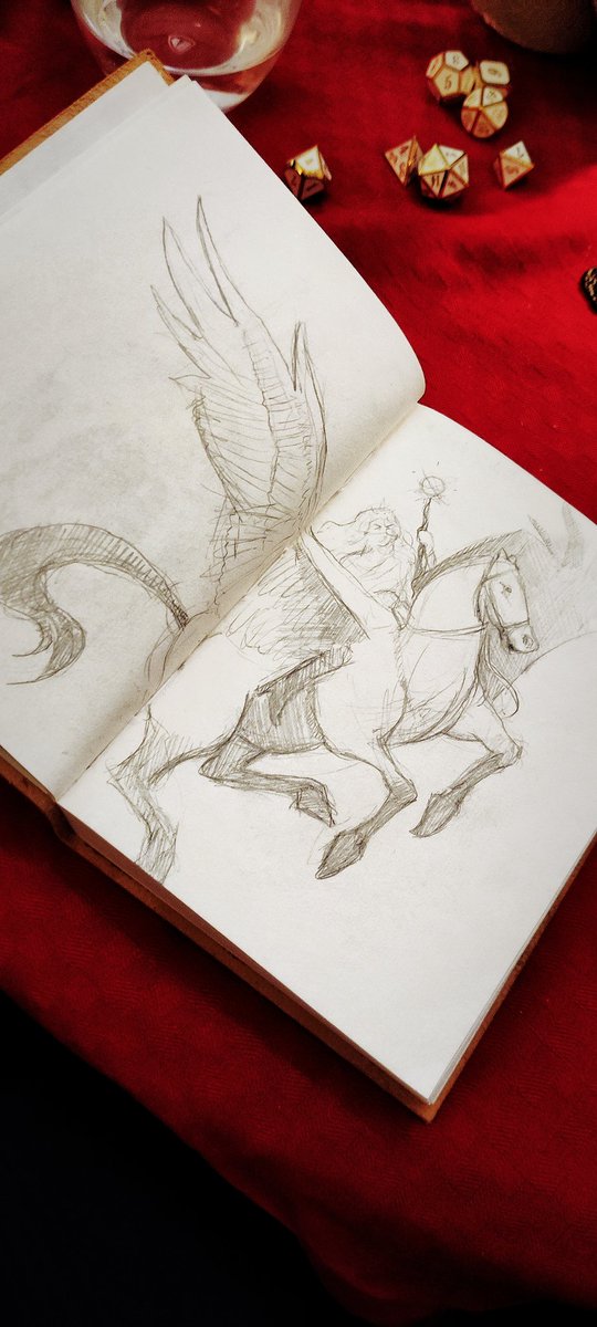 outstarwalker's tweet photo. bonus of not being able to focus unless I'm doing something - many sketches that happened during roleplaying (first from dm's screen, second from a mini) https://t.co/MixAVlsSIB